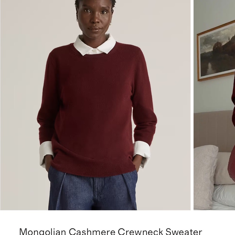 Quince Deep Red Cashmere Crewneck Sweater